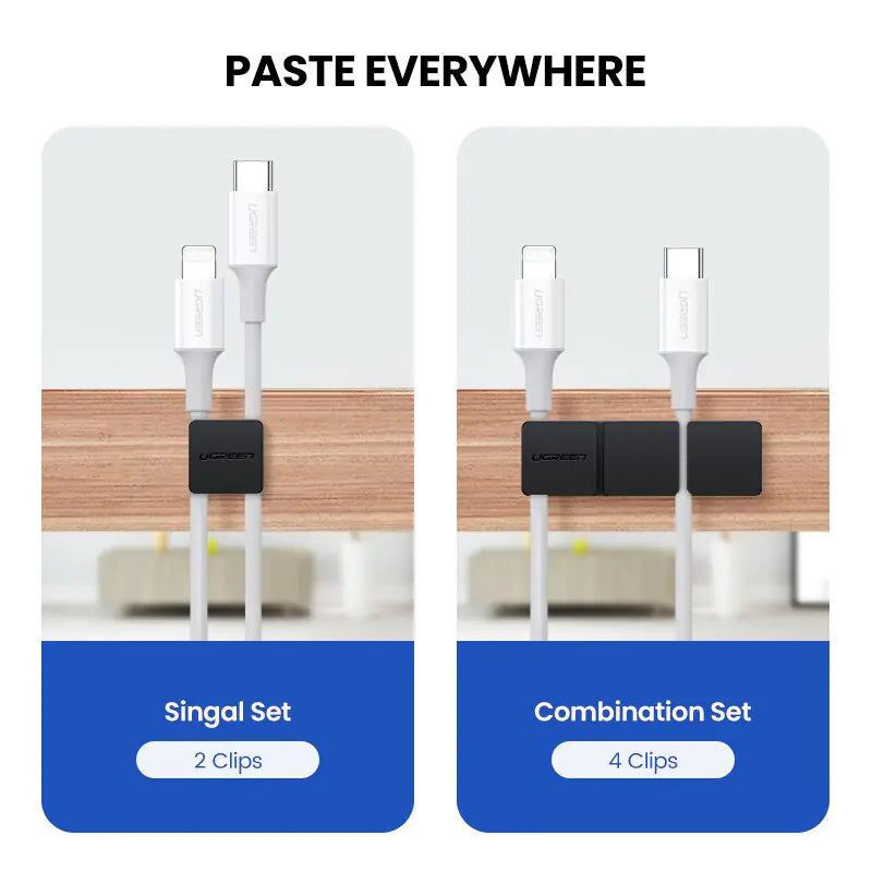 Ugreen Cable Clips Organizer Silicone USB Cable Winder Flexible Cable Management Clips Cable Holder For Mouse Headphone Earphone